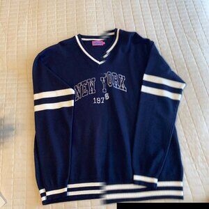 Edikted New York Varsity Pullover - Navey Blue